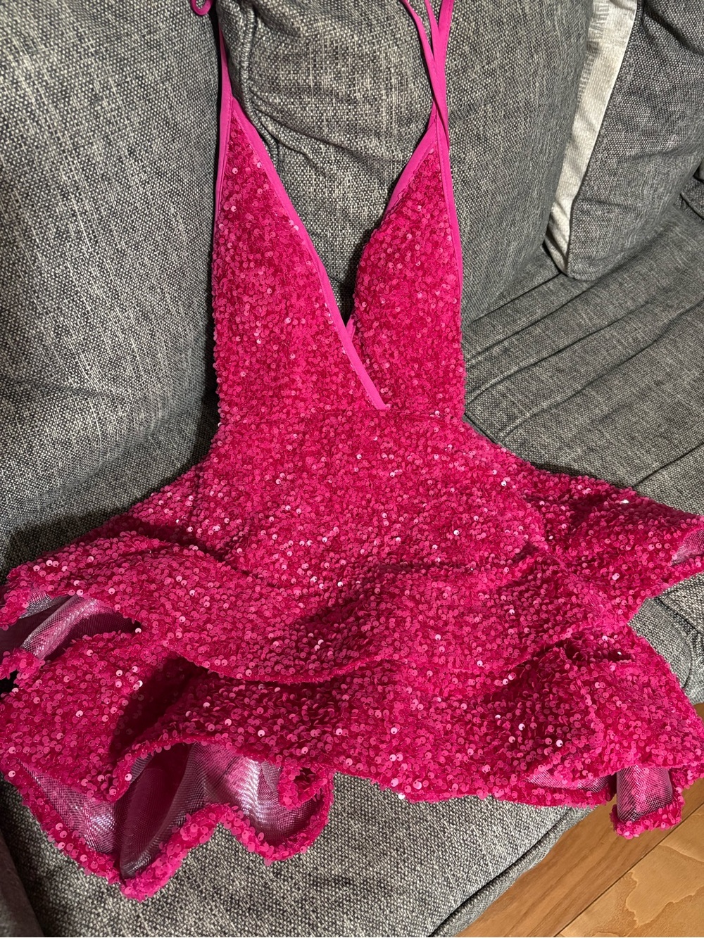 Hot Pink Sequin Party Dress